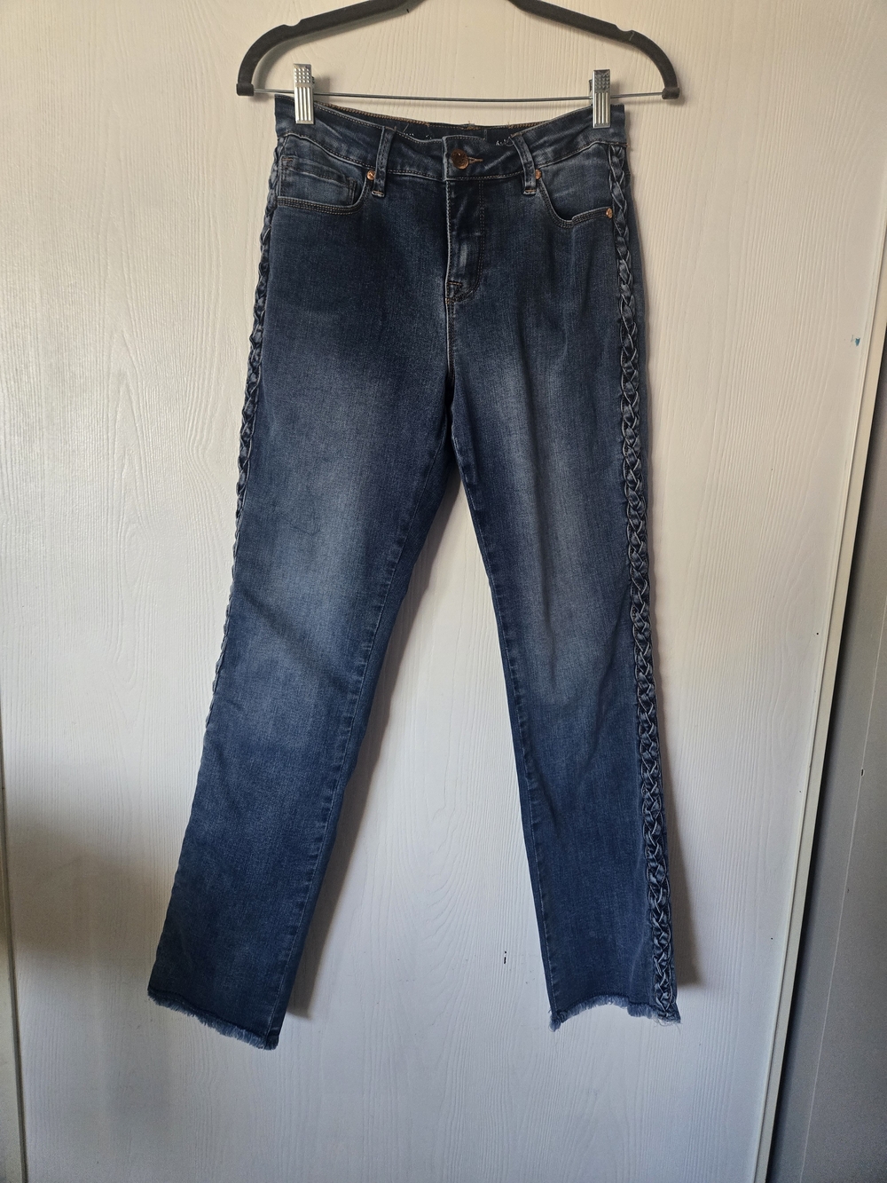 Women's Blue Denim Jeans with Braided Side Detail